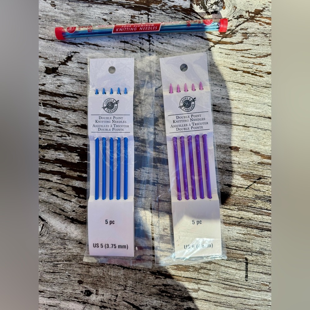 Double pointed knitting needles. Size 2, 5 and 6. All new.
